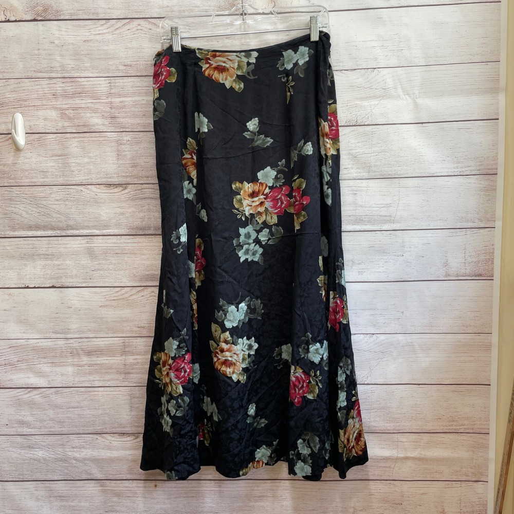 JONES NEW YORK 100% SILK FLORAL MAXI SKIRT